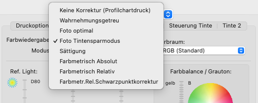 Einstellungen Farben