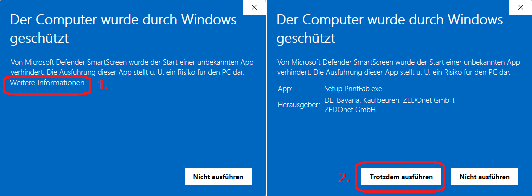 Der Computer wurde durch Windows geschützt - Trotzdem ausführen
