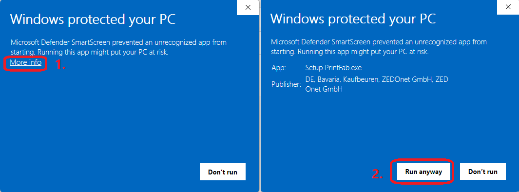 Windows protected your PC - Run anyway
