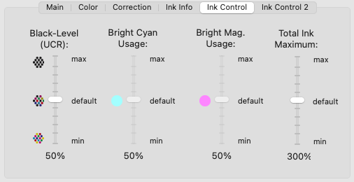 Ink Control Settings
